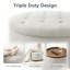 Tabouret de rangement rond, servant de table basse, avec couvercle double-face, revêtu de tissu bouclé doux, repose-pieds à double usage, style Mid-Century moderne, beige-1552214159