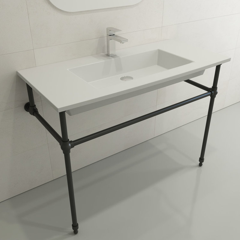 Ravenna Bathroom Sink, Matte White, 8" Widespread