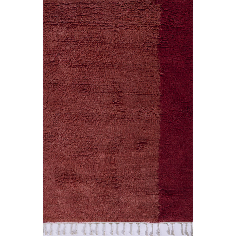 Tapis rouge en laine fait à la main Essi, Rectangle de 2 pi x 3 pi