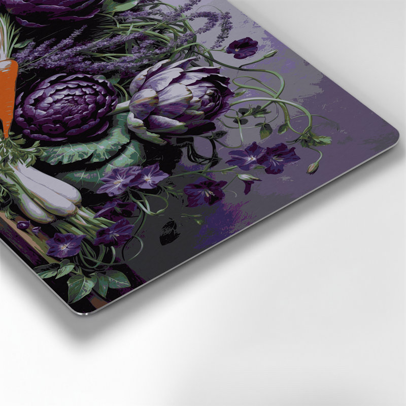 Légumes, fleurs violettes, art mural en métal mauve