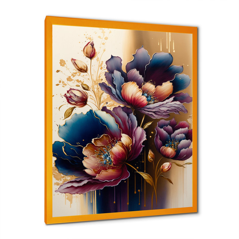 «Night Shade Tulip Design II», reproduction sur toile, H 20 po x l 12 po x P 1 po, Impression dorée sur toile encadrée
