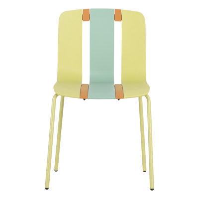 Intérieur / extérieur - ensemble de 4 chaises rayées en jaune, orange, capacité de poids élevée, matériau teinté moderne et audacieux, patins antidérapants, soulagement