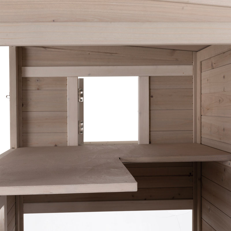 Large Weatherproof 3-Story Wooden Outdoor Cat House with Balcony