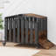 Mobilier de cage robuste pour chien, cage décorative pour chien avec fenêtre d'alimentation, porte-nom, roues à 360 °