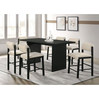 Decker 7-Piece 70-Inch Rectangular Counter Height Dining Set Cream And Black