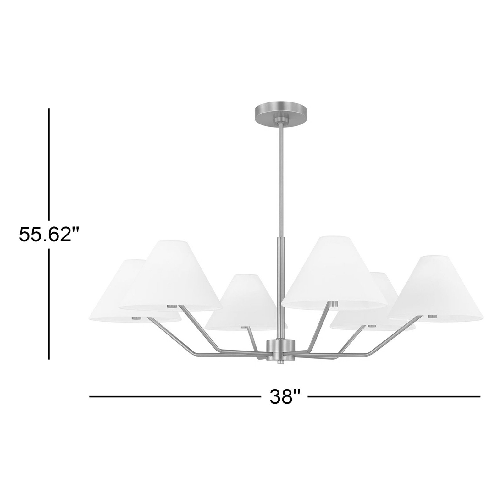 Reggie 6-Light Large Chandelier, Brushed Steel