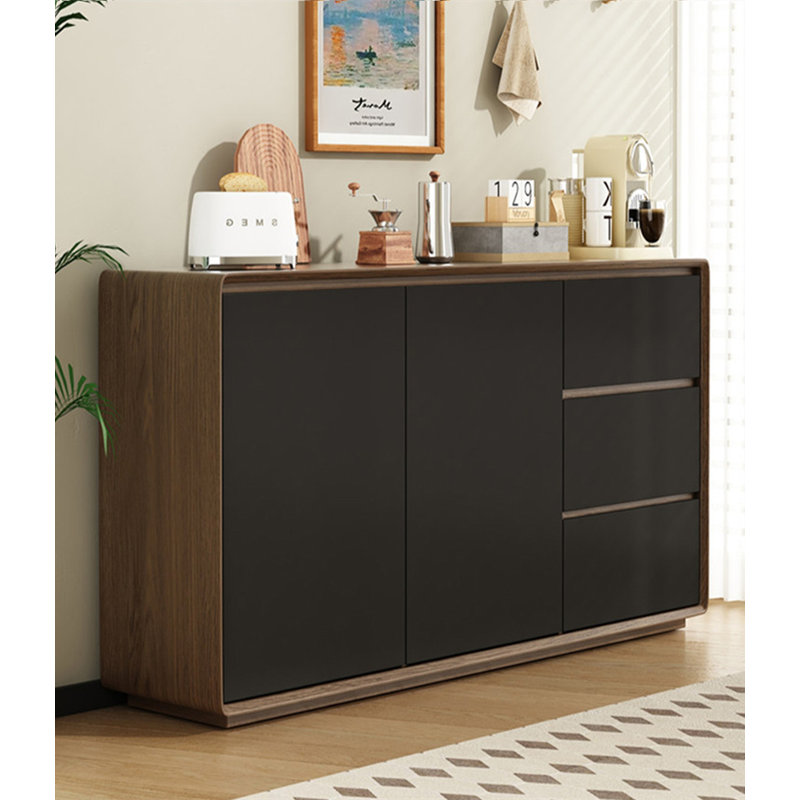 Modern Simple Solid Wood Sideboard, Brown/Black, 31.49" H x 47.24" W x 15.75" D