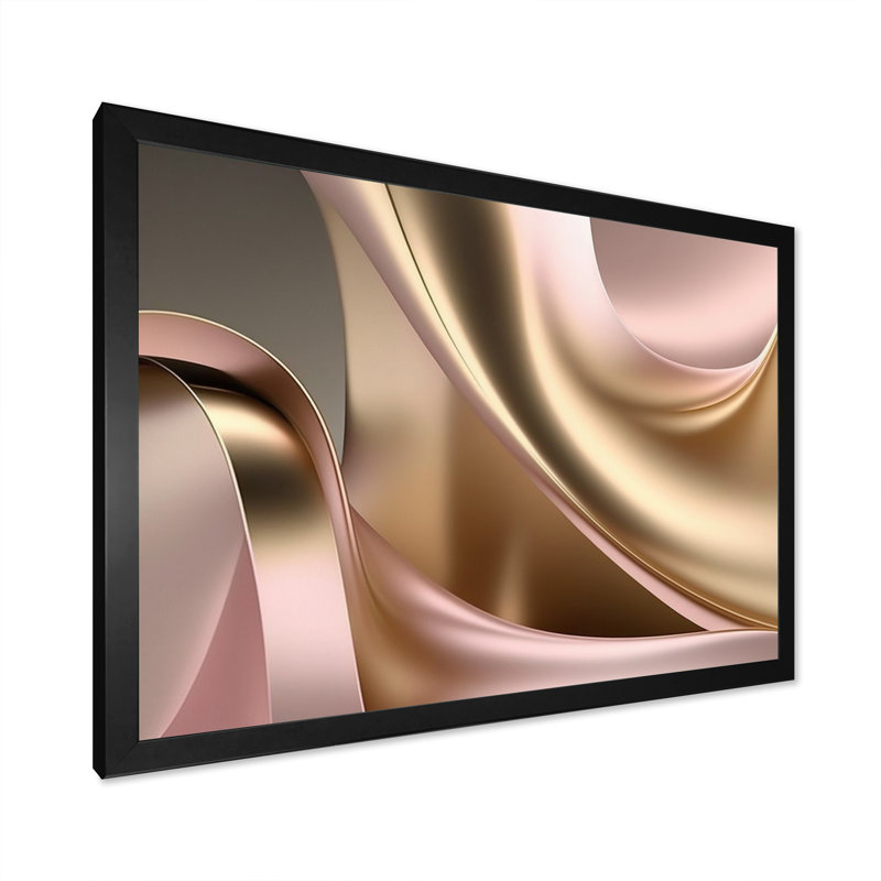 Or liquide lisse dans de douces nuances d'or et de taupe V - reproduction sur toile, L 44 po x H 34 po, Cadre photo noir