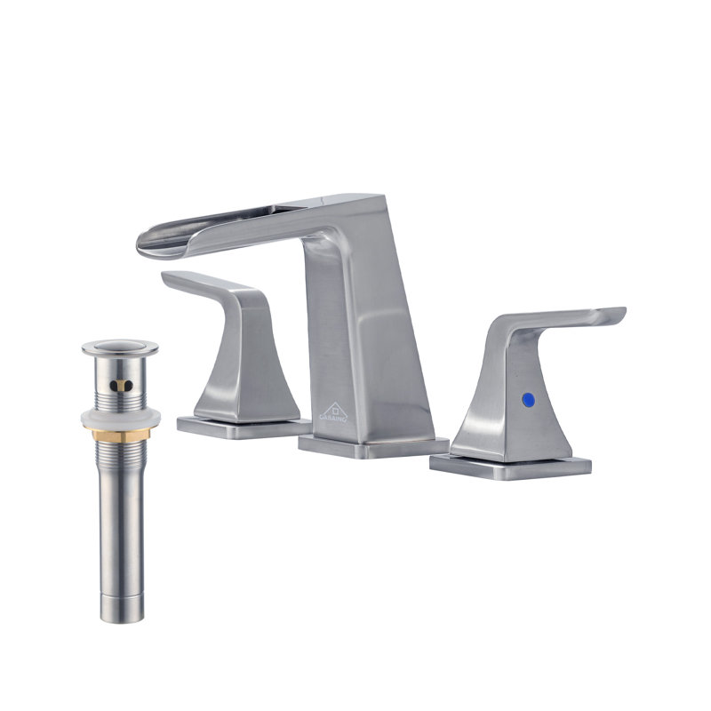Widespread 2-handle Bathroom Faucet with Drain Assembly, Brushed Nickel