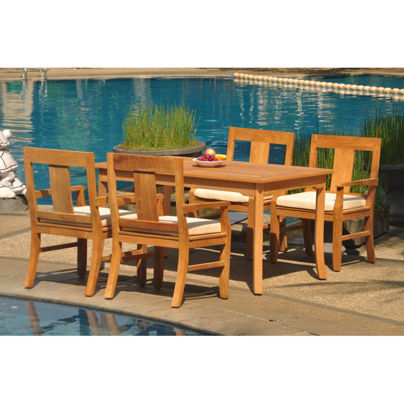 Osborne Outdoor 5 - Piece Teak Dining Set, 30" H x 83" L x 36" W, 6