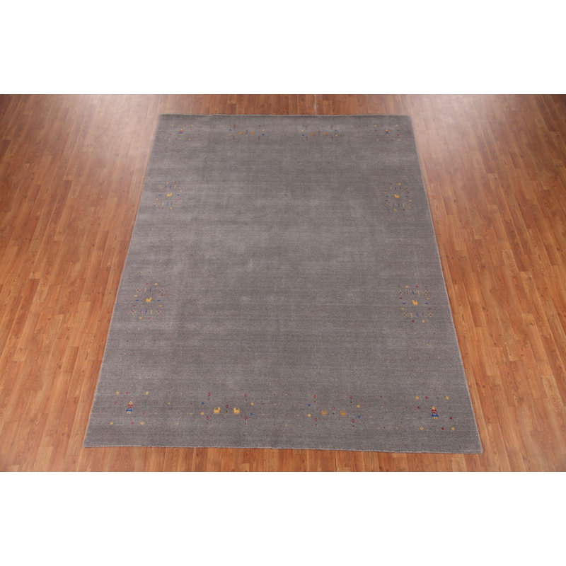 Tapis oriental argenté gris Gabbeh 8 x 10