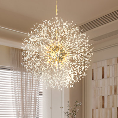 Dandelion 20-Light Sputnik Crystal Chandelier Starburst Sunburst Ceiling Lighting