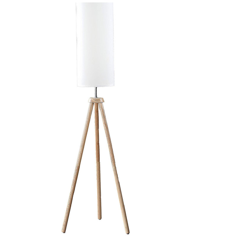 Lampe sur pied moderne en bois naturel de 58,5 pouces de hauteur Lauren