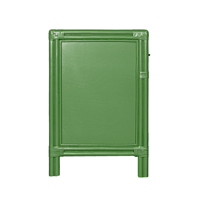 Clara Collection 1 - Drawer Rattan Nightstand, Bright Green
