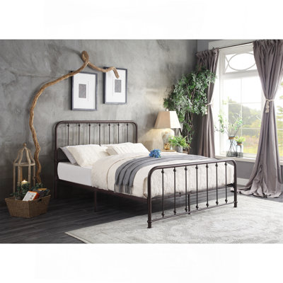 Classic Platform Bed Dark Bronze Finish Metal Frame Bedroom Furniture 1Pc
