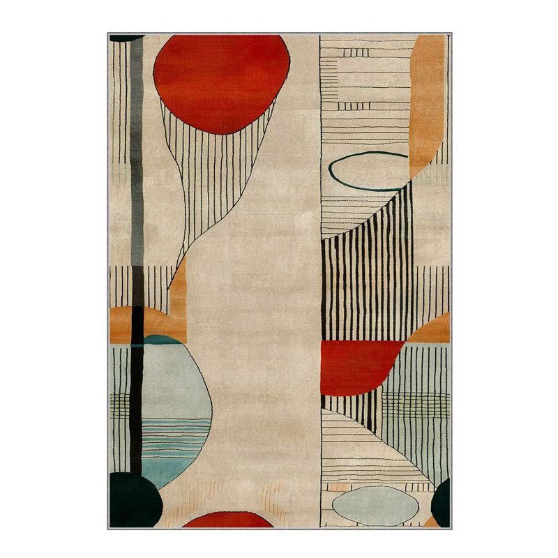 Stylish Area Rug 4.6 x 7.2 Feet, 60% Cotton & 40% Polyester, 1100 g/m² | Non-Slip Cotton Underside, Machine Woven, Digital Print | Thin 0.3 in Total Thickness, Washable at 30°C | Perfect for Living Room & Bedroom Decor