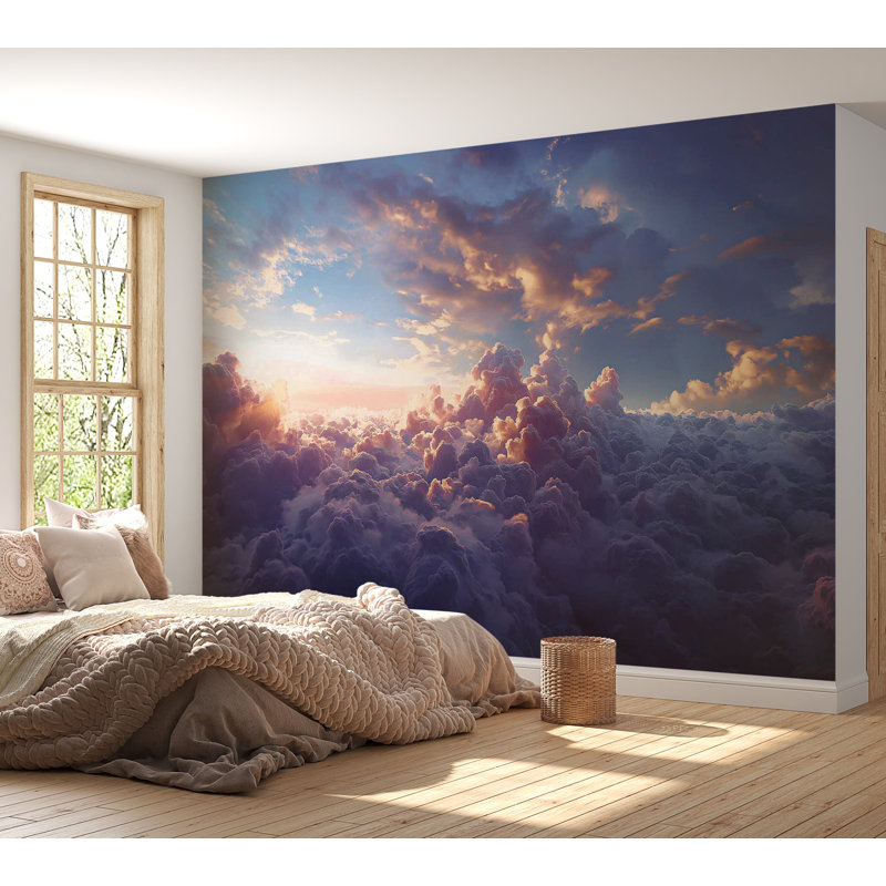 Papier peint nuages - Le soleil se cache, L 41 po x l 59 po
