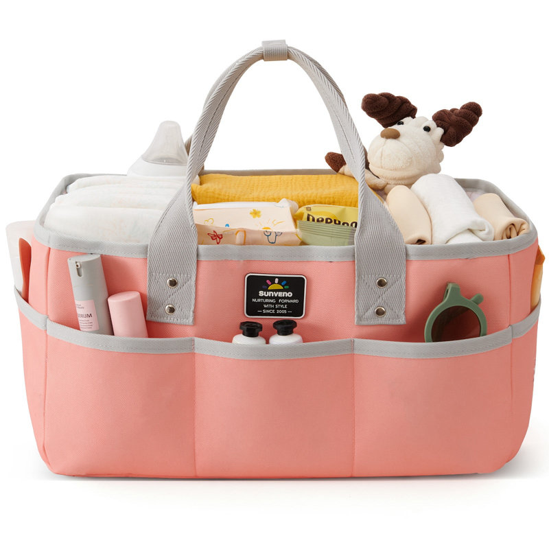 Organisateur de couches portatif avec diviseurs amovibles, rangement pour chambre de bébé grande capacité, Blush Pink