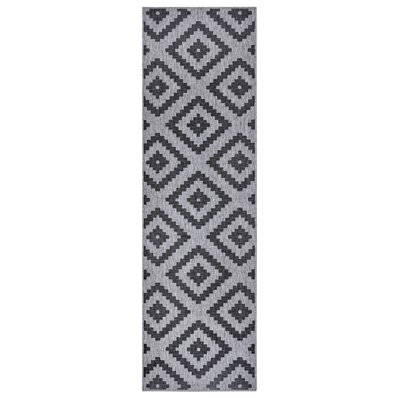 Malta Flatweave Night Silver Rug, Runner 80cm x 250cm