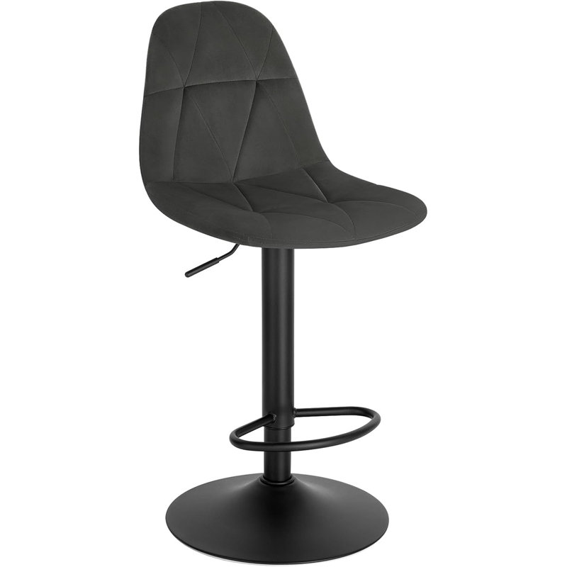 Marcien Swivel Upholstered Adjustable Height Counter Stool with Metal Frame, Dark Grey