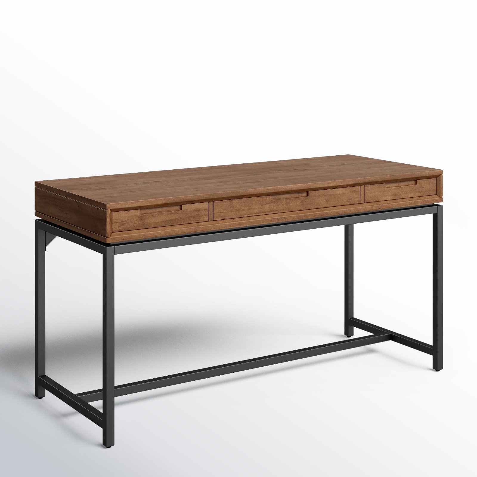 Lars Solid Wood Writing Desk with Keyboard Tray, 31.50" H x 72" W x 24" D, Saddle Brown/Black