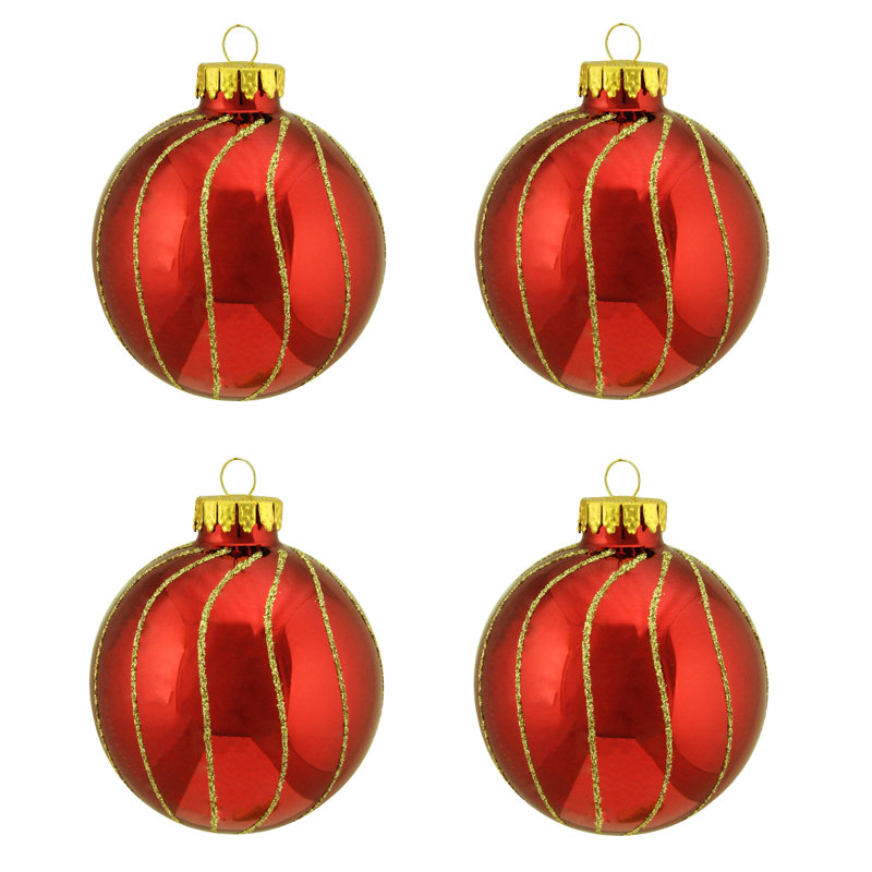Ornements de Noël en forme de boule de verre brillante rouge brillante 2,5 po