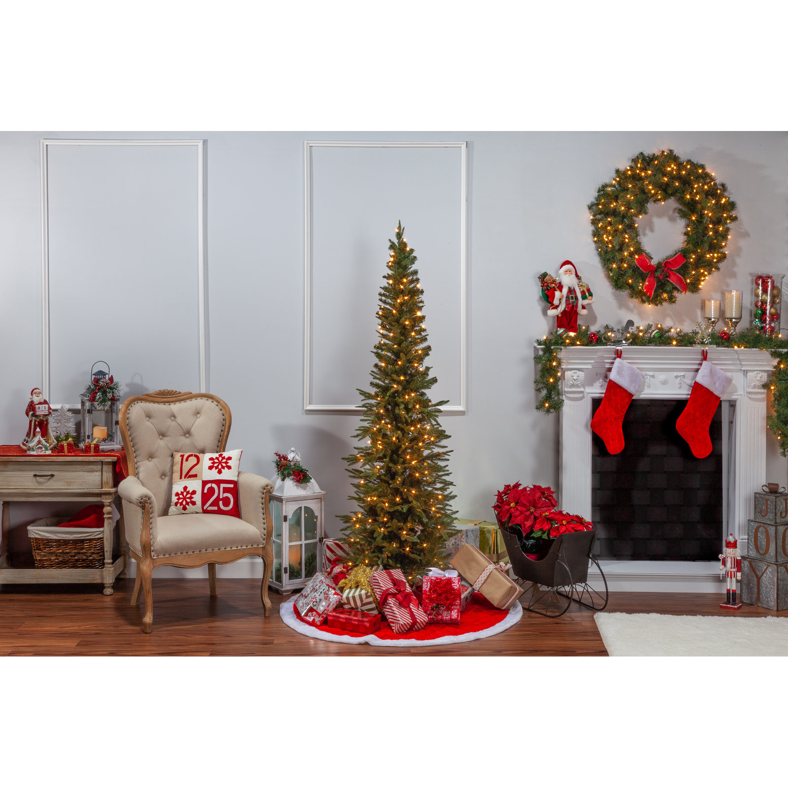 Gulshtab Lighted Artificial Pine Christmas Tree, 6.5'