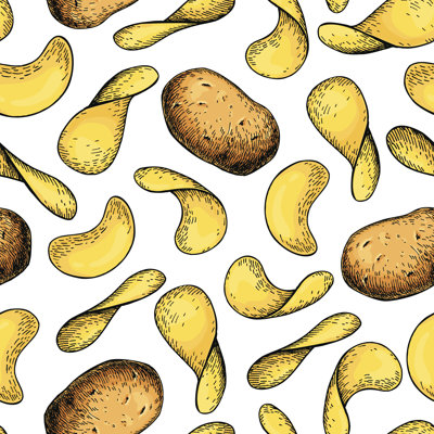 Potato Chips Pattern by Epine_art - Wrapped Canvas Print