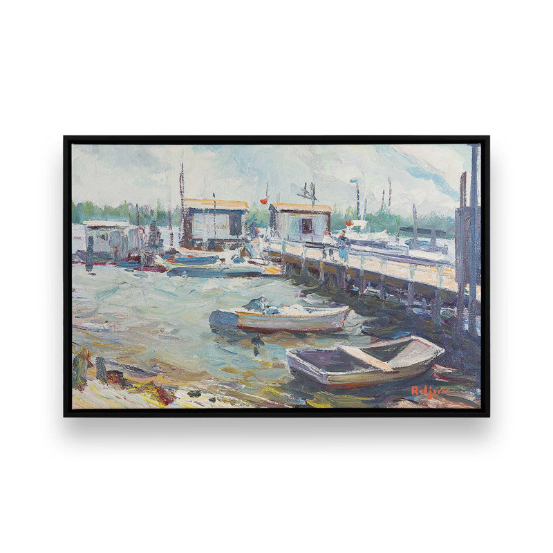 «Naples» Waterside Hideaway, reproduction sur toile, Cadre flottant noir satiné, H 10 po x l 14 po x P 1,75 po