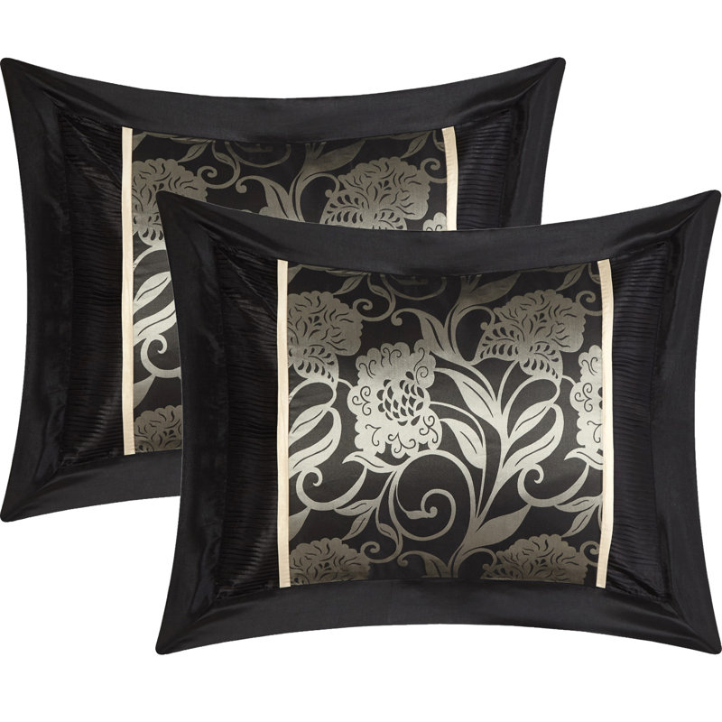Burgundy and Gold King Microfiber Floral Comforter Set