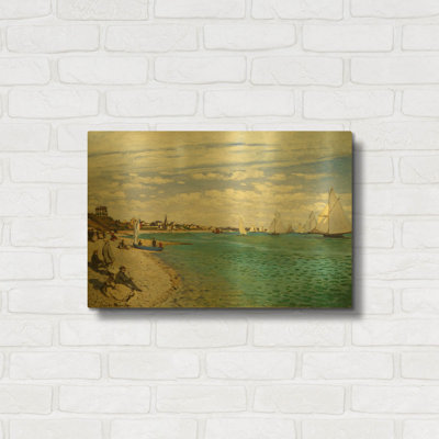 «Regatta at Sainte-Adresse» par Claude Monet, art mural en métal doré, 24 po x 16 po