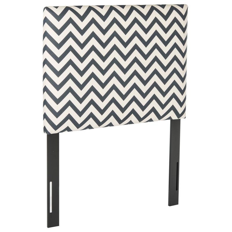 Cespedes Upholstered Headboard, Queen, Navy / White