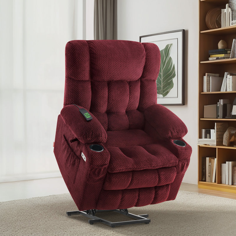 Dual Motor Power Recliner Lift Chair with Massage and Heat, Infinite Position, Burgundy