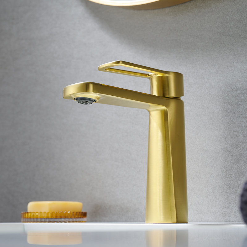 Paula Single Hole Single-Handle Bathroom Faucet, Brushed Gold