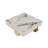 39" Square Modern Metal and Stone Coffee Table with Geometric Legs, Luxury Contemporary Design