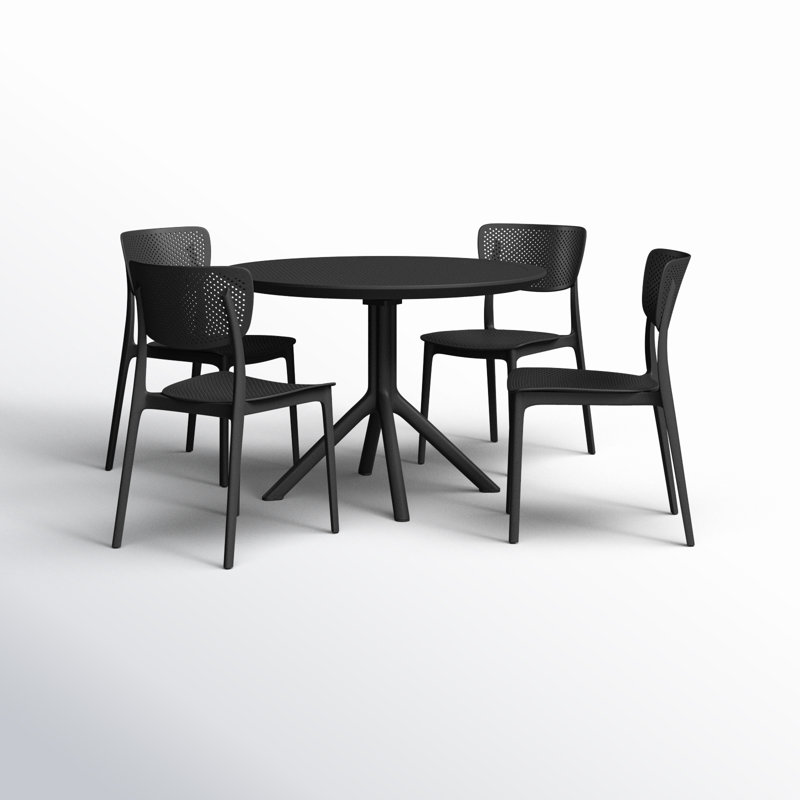 Farrah Lucy 5 Person Dining Set, Black