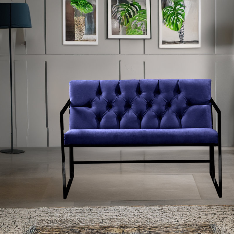 2-Seat Sofa, Dark Blue, Black