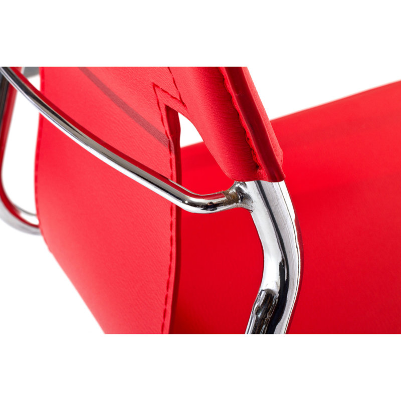 Fauteuil de bureau réglable plaqué en chrome Studio, Rouge