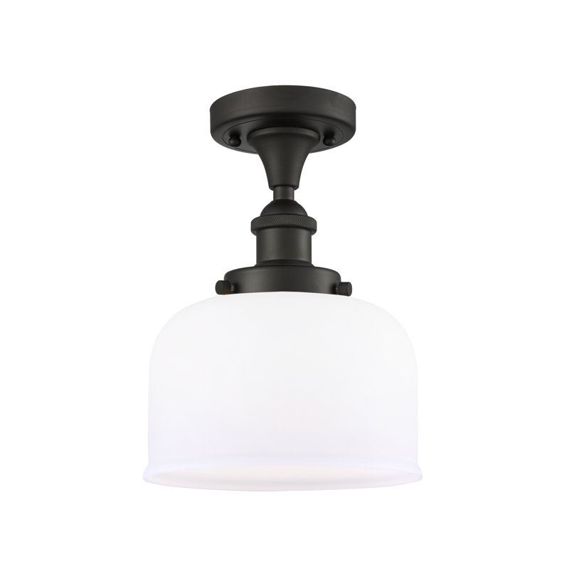 Plafonnier semi-encastré 1 lumière 8 po, Bronze huilé, Ampoule non incluse, Blanc mat