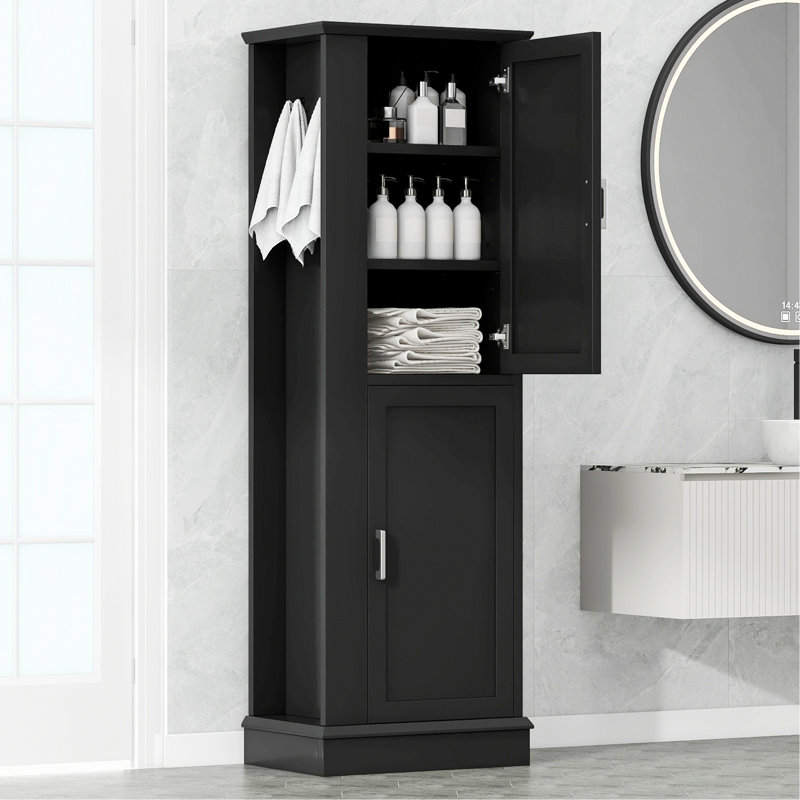 Stylish Storage Cabinet For Bathroom, Tall Storage Cabinet, Freestanding Bathroom Storage Cabinet With Adjustable Shelf