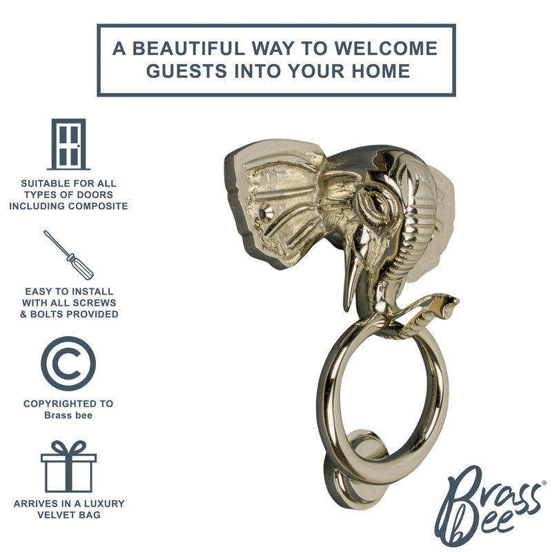 Nickel Elephant Door Knocker, Nickel