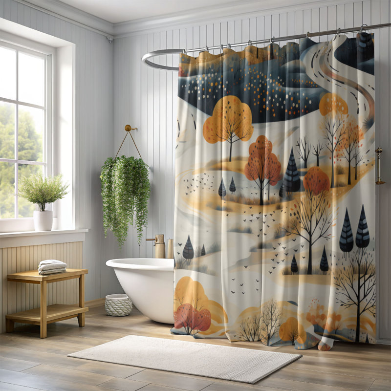 Rideau de douche abstrait Inderjit, H 74 po x l 71 po