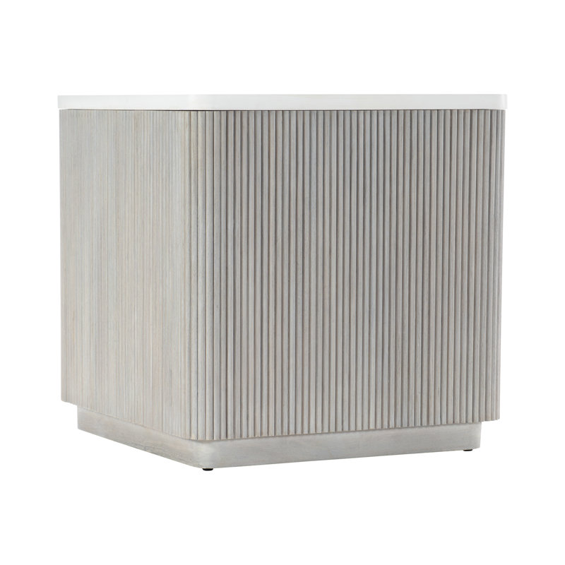 Gray and White Faux Stone Square Side Table