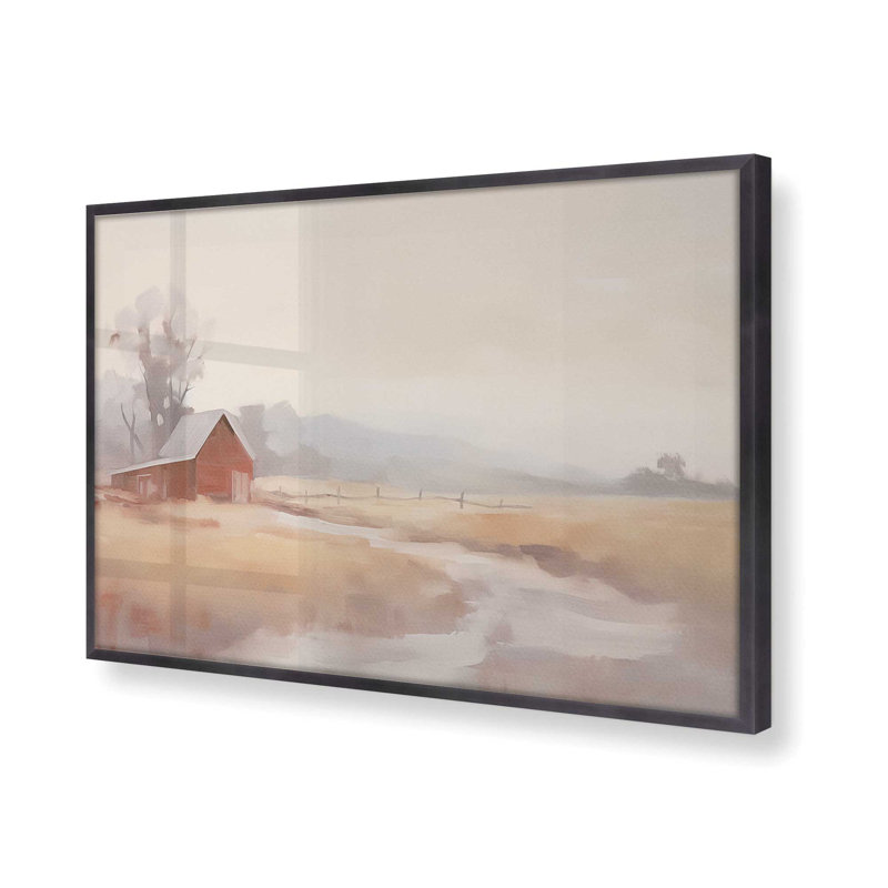 Misty Countryside Barn, Cadre en zinc patiné, H 25,25 po x l 37,25 po