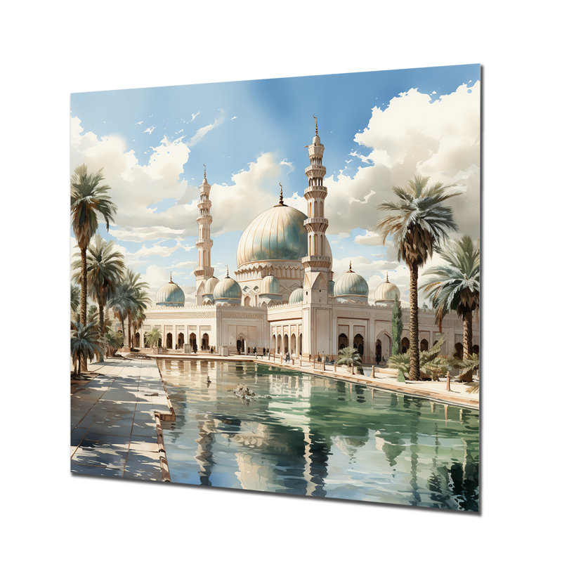 White Emirates Islam Sheikh Zayed Mosque I - Islam Metal Wall Art, 16" H x 16" W
