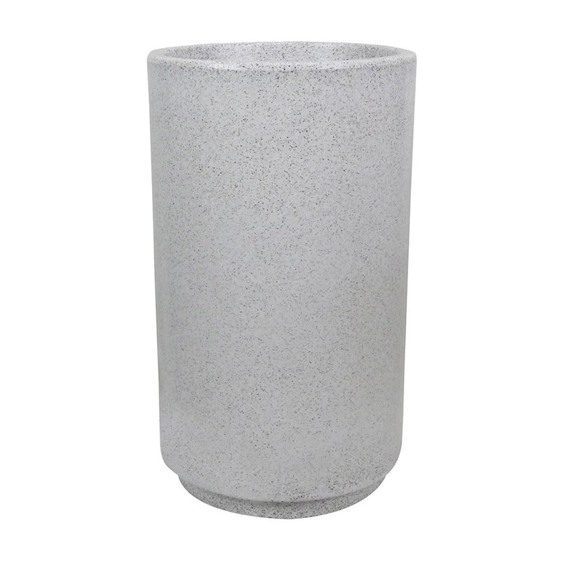 Pot à fleurs rond écologique Dempsi ECOBO, utilisation intérieure / extérieure Carioca Four Seasom, Granit blanc