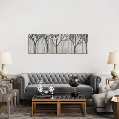 «Spring Trees Greystone Triptych», ensemble d'art mural sur toile tendue (ensemble de 3)