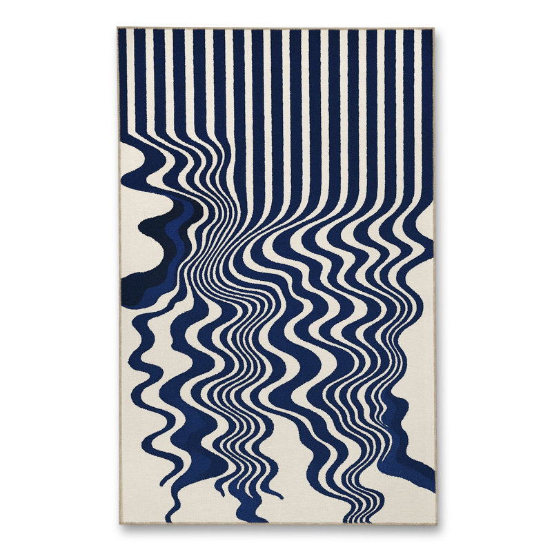 Tapis vert tissé à rayures Mosso, 2' x 2'11"
