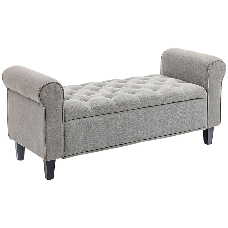 Banc moderne avec repose-pieds, H 22,5 po x l 49,5 po x P 19 po, Gris clair