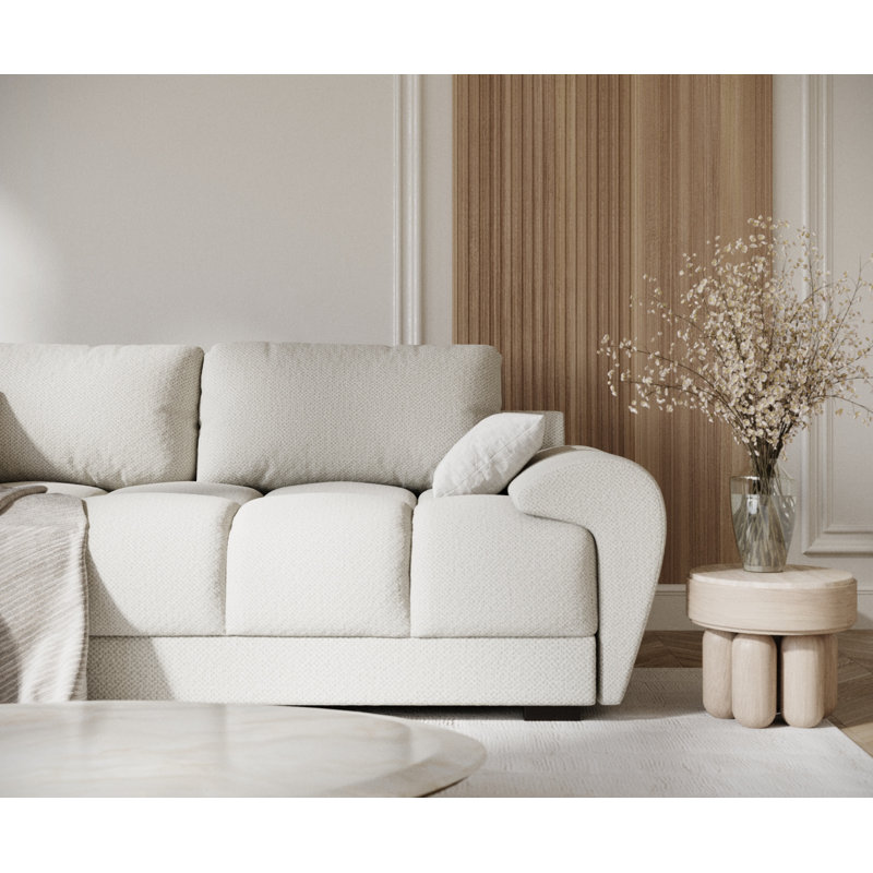 Three-seater round arm Sofa, Cream Chenille